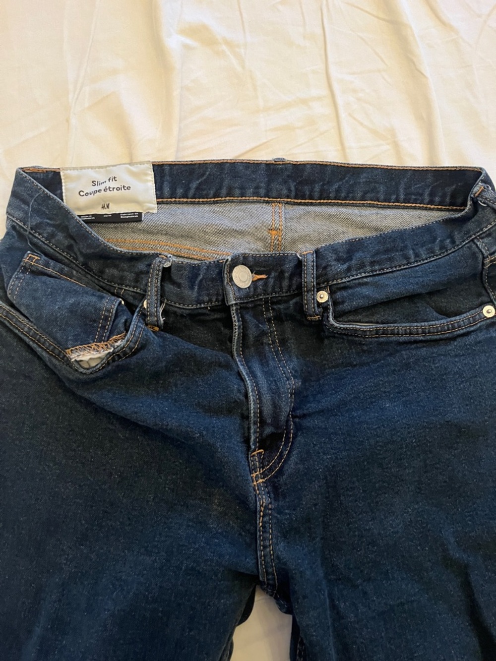 H&M Men's Slim Jeans in Dark Blue Denim